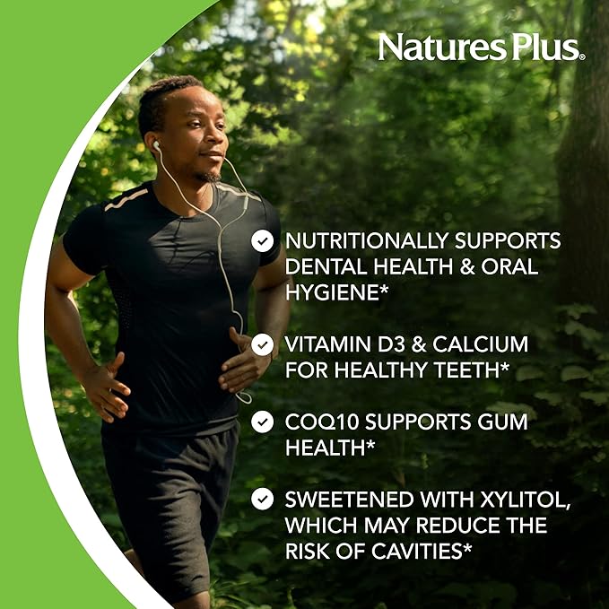 NaturesPlus Adult’s Dental Care Probiotic - 60 Lozenges - Supplement for Teeth &amp Gum Health - Peppermint Flavor - 30 Servings