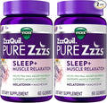 ZzzQuil Pure Zzzs Muscle Relaxation Melatonin Sleep Aid GummiesSupports Muscle FunctionHelps You Fall Asleep NaturallyFastMelatonin + MagnesiumNo Next-Day GrogginessDrug-Free60ct(Pack of 2)