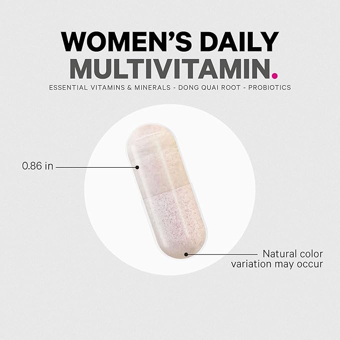 Codeage Women’s Multivitamin - Vitamins A C D3 E B6 B12 Folate Calcium Magnesium Iron Dong Quai Probiotics - 1 Capsule Per Serving - Daily Vitamin Pills for Women - Non-GMO - 30 Capsules