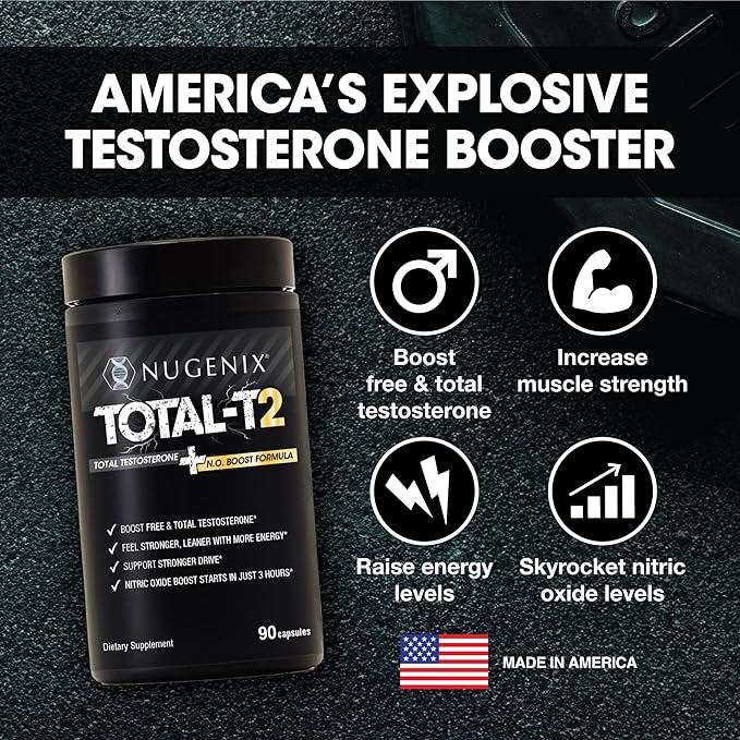 Nugenix Total-T2 - Testosterone Booster and Nitric Oxide Booster for Men Tesnor S7 ElevATP Tongkat Citrulline Nitric Oxide and Testosterone Supplement for Men (90 Count)