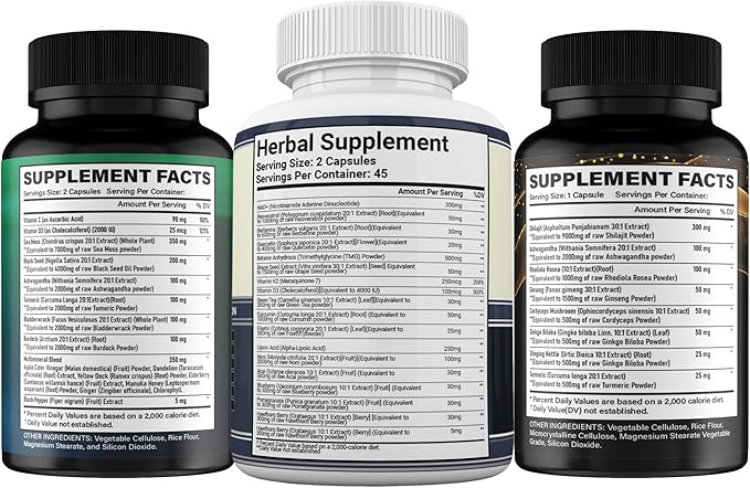 Sea Moss + Shilajit + NAD+ Capsules – Complete Cellular Health Energy Detox Immunity &amp Vitality Stack – 92 Minerals Fulvic Acid Anti-Aging – Vegan Supplement