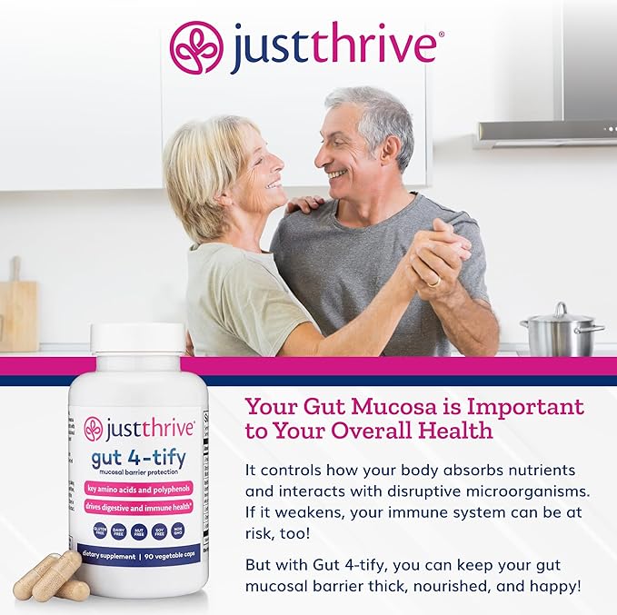 Just Thrive Gut 4-tify - Gut Health Supplements for Women and Men - Anti Bloat 90 Vegetable Capsules