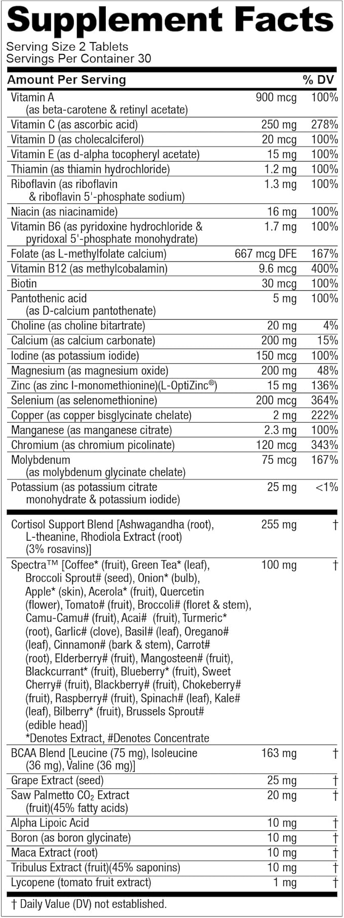 Nugenix Multivitamin for Men Multivitamin and Testosterone Support - 19 Vitamins and Minerals Supports Free Testosterone Balance Cortisol Promotes Nitric Oxide Production Blood Flow - 60 Tablets