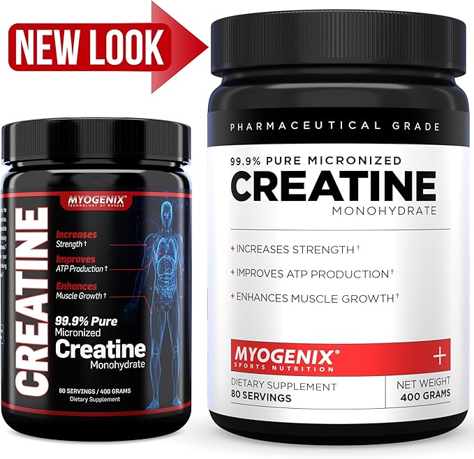 Myogenix Creatine Monohydrate – Pure Creatine Powder for Strength &amp Endurance – Supports ATP Production &amp Muscled Strength – No Additives – Unflavored (80 Servings)