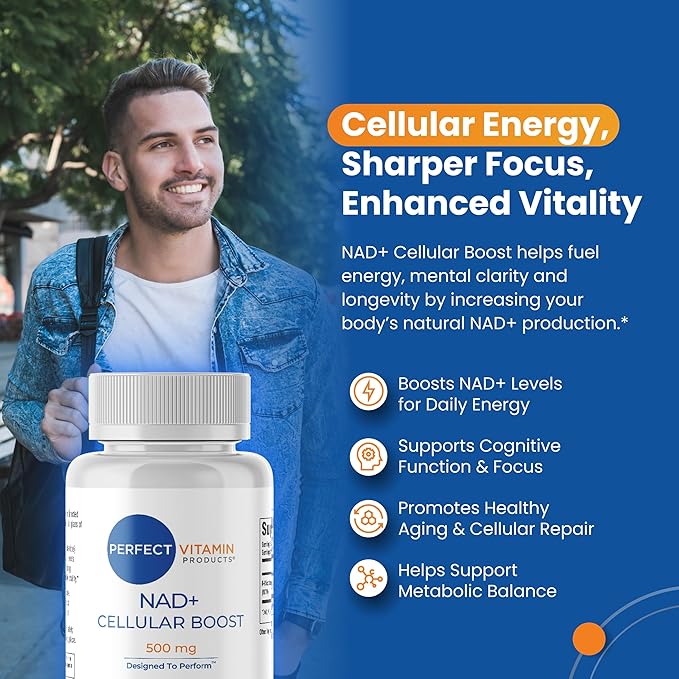 NAD+ Cellular Boost – 500mg NMN Supplement for NAD+ Support Cellular Energy Brain Clarity &amp Anti-Aging – Longevity &amp Recovery Support – 90 Vegan Capsules (30 Servings)