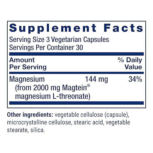 Life Extension Neuro-Mag Magnesium L-Threonate Memory Health Quick Thinking Cognitive Health Support Vegetarian Non-GMO 90 Vegetarian Capsules (144 mg from 2000 mg Magtein magnesium L-threonate