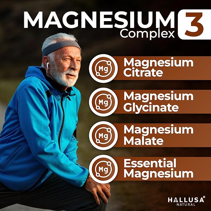 Magnesium 3 Complex Capsules 900mg Citrate Glycinate &amp Malate Muscle Support Nerve Energy &amp Relaxation Support Magnesium Complex Supplement Non GMO Gluten Free 60 Count