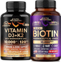 NUTRAHARMONY Vitamin D3 K2 Capsules &amp Biotin with Silicon Softgels