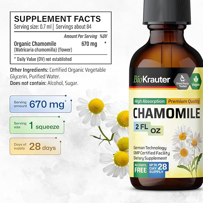 BIO KRAUTER Ashwagandha Tincture 2 Fl. Oz. &amp Chamomile Tincture 2 Fl. Oz.