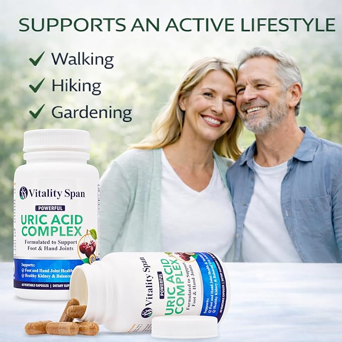 Uric Acid Support Supplement – 14-Ingredient Botanical Complex with Tart Cherry Celery Seed &amp Chanca Piedra – Daily Uric Acid Balance &amp Kidney Support – 60 Vegetarian Capsules
