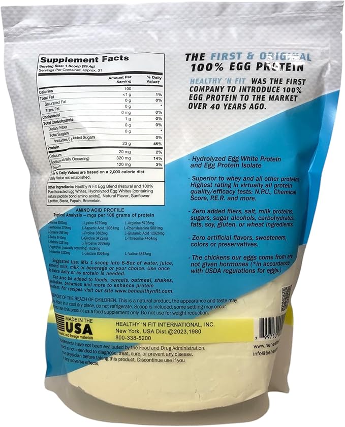 Healthy 'N Fit 100% Egg Protein- Banana 2 Pack (4 lb Total) : 100% Egg White Protein Plus Natural Peptides. Naturally Flavored &amp Sweetened Keto &amp Paleo Friendly.