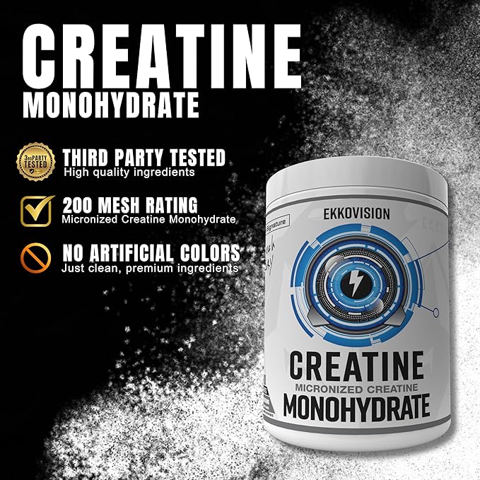 Ekkovision Creatine Monohydrate Powder Micronized Pre Workout &amp Post Workout Supplement for Men &amp Women - White Lightning 1.06 Pound (Pack of 1)