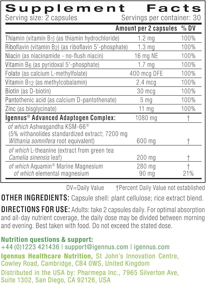 Super B12-Complex 1000mcg + Advanced Ashwagandha KSM-66 L-Theanine &amp Magnesium Bundle High Absorption Sublingual Vitamin B12 + Multi Action Adaptogen Complex by Igennus