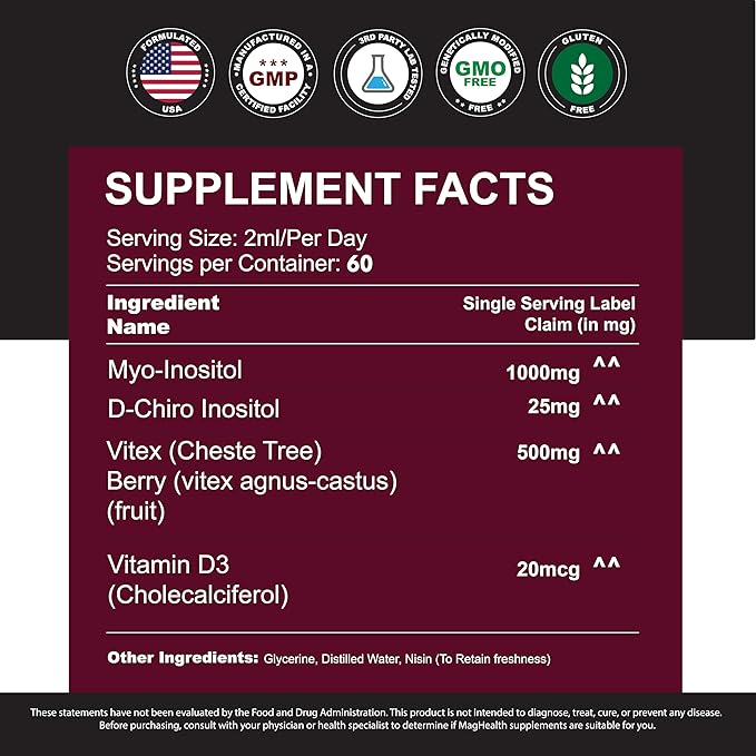 Myo-Inositol &amp D-Chiro Inositol Supplement for Women - Hormone Balance &amp Ovarian Support for Women - Ideal 40:1 Ratio Vitamin D3 + Vitex