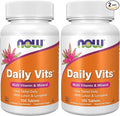 NOW Supplements Daily Vits™ One Tablet Daily with Lutein &amp Lycopene 100 Tablets (Pack of 2)