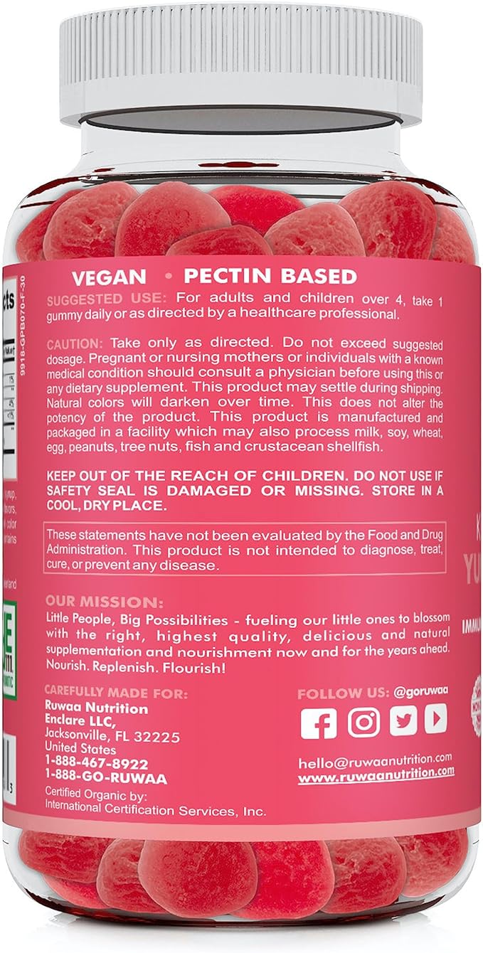 Kid Probiotic Gummies For Digestive Health Chewable Daily Probiotic For Kids Ages 4+. Oral Care Abdominal Discomfort Gut Health. Strawberry Flavor USDA Organic Probiotics for Children 90ct (3)