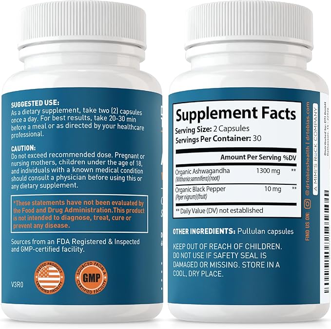 Dr. Tobias Deep Immune Probiotics &amp Prebiotics and Ashwagandha Capsules Supports Digestion Energy &amp Immune Health Non-GMO