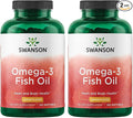Swanson Omega-3 Fish Oil Heart Brain and Joint Support Supplement for Health-Conscious Adults - Lemon Flavor - 180 mg EPA + 120 mg DHA (150 Softgels 2 Pack)