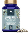 Abundant Earth Natural Sleep Aid for Adults Minding Down Sleep Support Supplement Max Strength Deep Sleep Supplement Without Melatonin to Calm &amp Restore The Sleeping Cycle + Magnesium GABA 60ct