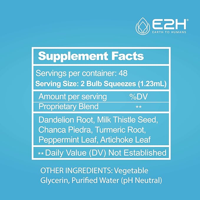 E2H Liver Support Supplement with Milk Thistle - Liver Health Formula - Artichoke Extract Dandelion Root Chanca Piedra and More - Absorbent Liquid Formula (2 Bottles)