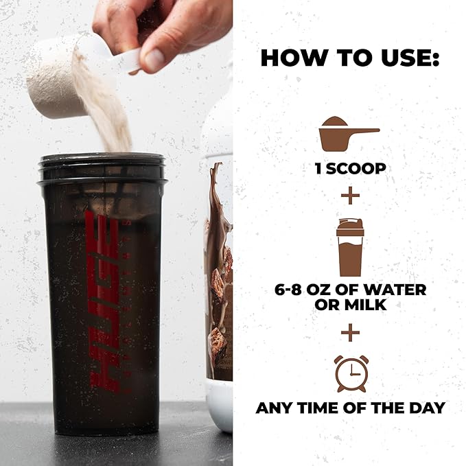 Huge Whey Protein Powder for Muscle Gain 25g Protein 12g EAAs Supports Muscle Growth Performance &amp Recovery (Chocolate Brownie 30 Servings)