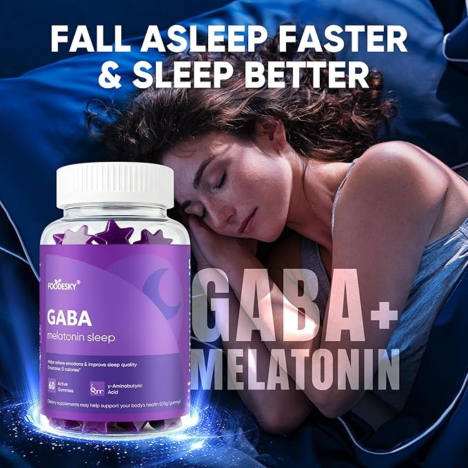 GABA Sleep Gummies | Natural Mood Support &amp Restful Sleep | 60 Gummies | Sugar-Free Calorie-Free | Non-Habit Forming (3PCS)
