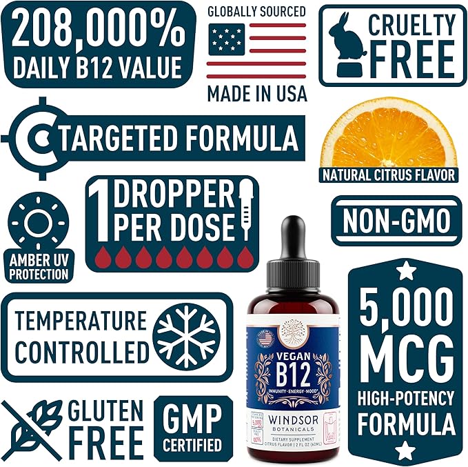 WINDSOR BOTANICALS Vegan Collagen Builder and Vegan B12 Liquid Body and Mind Bundle