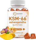Micro Ingredients KSM-66 Ashwagandha Gummies 120 Count | Sugar Free Mango Passion Fruit Flavor | Potent Root Extract | Stress Relaxation &amp Sleep Support* | Non-GMO