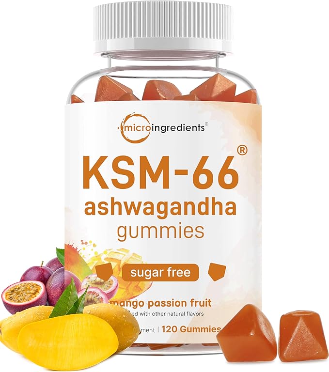 Micro Ingredients Pure Methylated B Complex Capsules &amp KSM-66 Ashwagandha Gummies 300mg | 2 Pack Bundle | B Vitamins + B12 Thiamin Folate Inositol &amp Choline | Sugar Free Mango Passion Frui