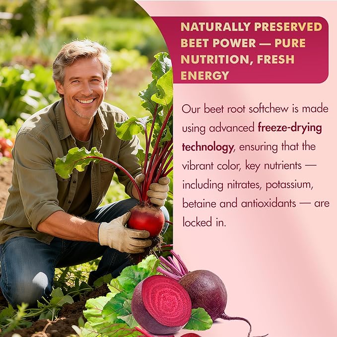 NEVISS Beet Héāŗt Chews 1500mg Nitric Oxide and Blood Préssũre Support 5 in 1 Beets Supplements w/Grape Seed L-Citrulline Vitamin B6 &amp B12 for Energy &amp Circulation Support 60 Chews Sugar