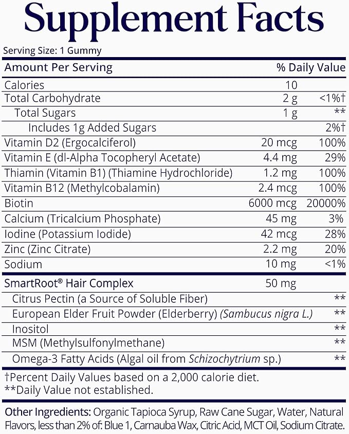 SugarBearPro Hair Vitamin Gummy 6 Month Supply Extra Strength Biotin 6000mcg Growth for Men &amp Women Vegan Vitamin B12 MSM Inositol Omega 3 Elderberry Certified Kosher Halal Cruelty-Free