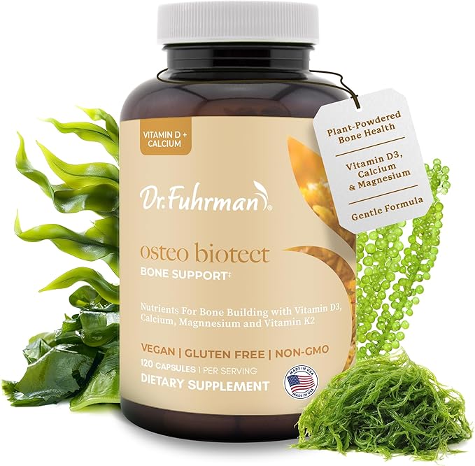 Dr. Fuhrman Osteo Bone Health Supplement | Wholefood ostSupplement for Women &amp Men | Vitamin for Bone Density | Organic Vitamin D3 Calcium Magnesium &amp K2 | Natural Ingredients | 120 Caps