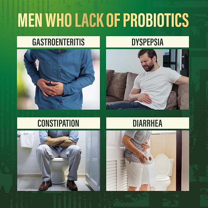 Probiotics for Men with Prebiotics - Men Probiotic Supplement for Digestive Health Gut Health Immune Health Bloating and Prostate Care - Strains Shelf Stable Gluten &amp Soy Free 60 capsules.