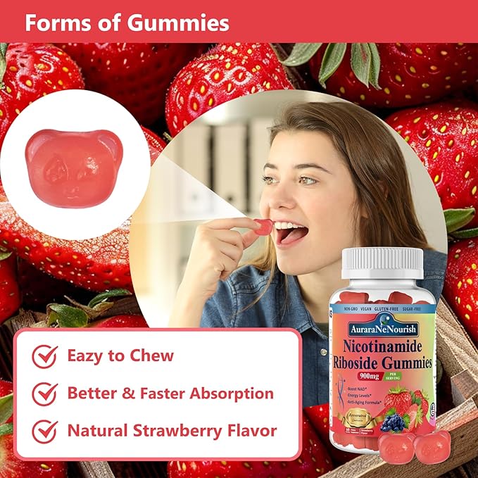 2 Pack Multi Collagen Peptides Peach Gummies &amp Nicotinamide Riboside Gummies Sugar-Free for Women Men