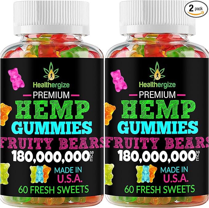 2PACK Hemp Gummies Premium Hemp Gummy Bears-for Sleep Calm Relax-Omega Hemp Oil Natural High Potency Hemp Party Edibles-Made in USA