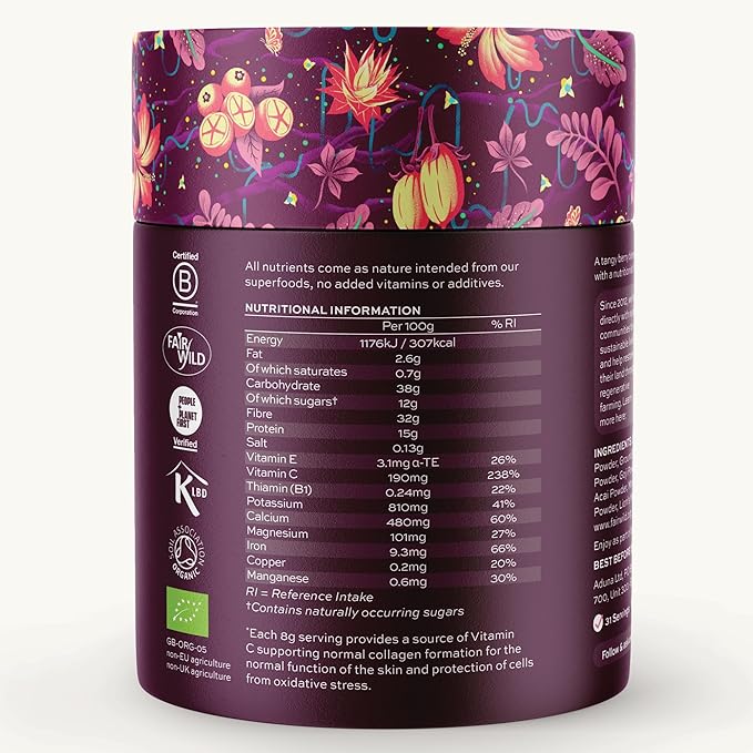 Aduna Organic Radiance Superfood Blend | 100% Natural Stir-in Blend With 10+ Superfoods for Skin Glow Collagen Support &amp Hormone Balance | Vegan Powder for Yogurt Juices &amp Smoothies | 250g