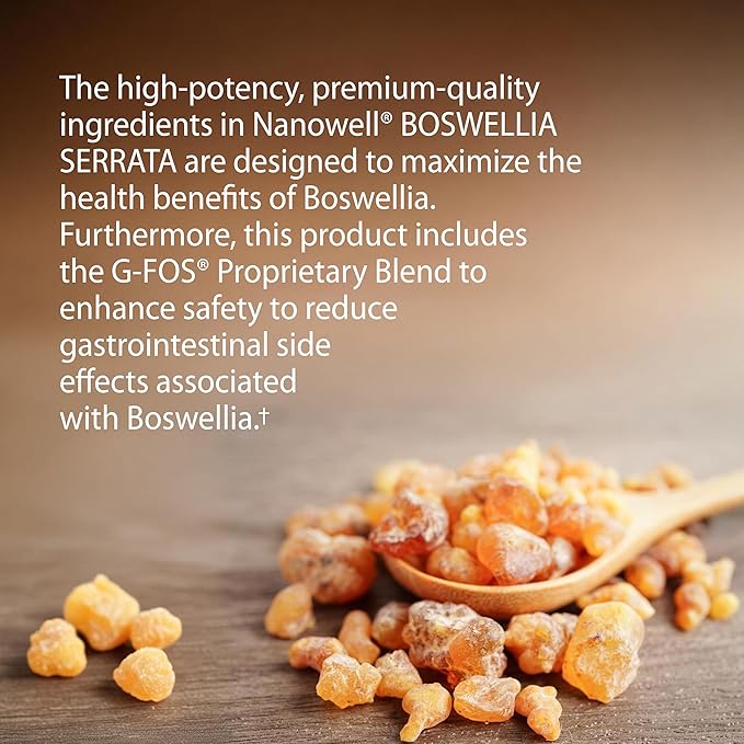 NANOWELL Boswellia Serrata with G-FOS - 98% Boswellic Acid - Supports Joint &amp Mobility Health - 180 Vegan Capsules 180 Day Supply