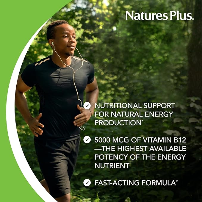 NaturesPlus Shot-O-B12 - 30 Softgels - 5000 mcg - Supports Energy &amp Immune Health - Gluten Free - 30 Servings