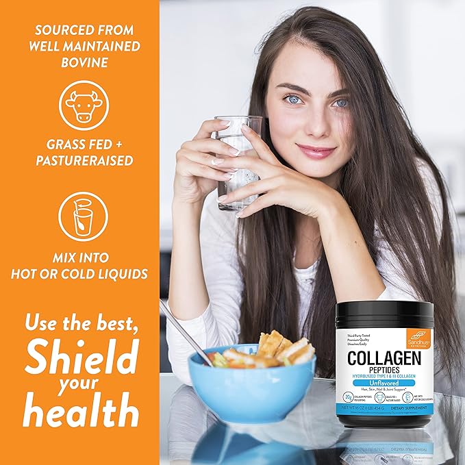 Sandhu's Collagen Peptides Powder &amp Curcumin with Bioperine| Supports Immune Function