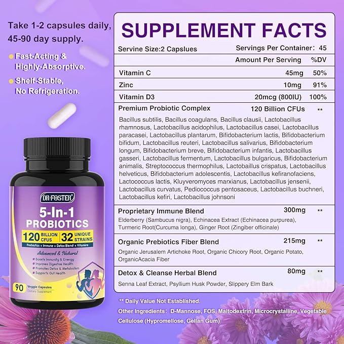 DRFOSTER Urinary Tract Health Vaginal Probiotics for Women &amp Men Digestive Health Gut Health