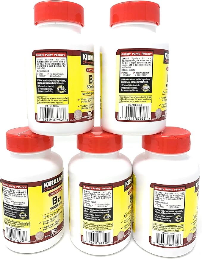 Kirkland Signature Sublingual B-12 5000 mcg 5 Bottles (300 Tablets)
