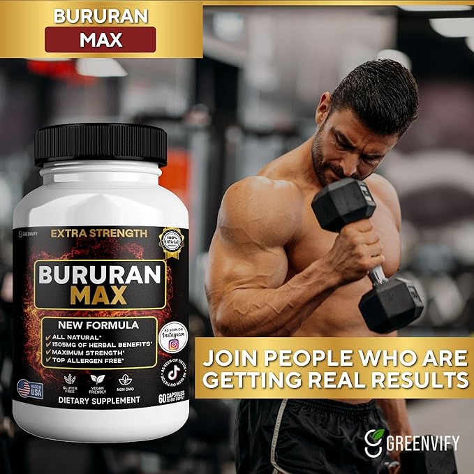 Bururan Max Organic Maca Root Supplement Black Pepper 60 Capsules 30 Day Supply (5)