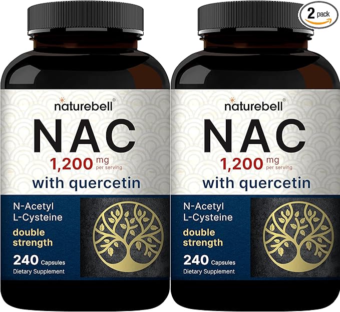 2 Pack NAC Supplement (N-Acetyl Cysteine) with Quercetin 1200mg Per Serving 480 Capsules | Double Strength Antioxidant Support for Immune Liver &amp Lung Health – Non-GMO