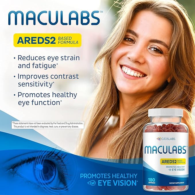 Eye Vitamins - AREDS 2 Based Formula - Eye Vitamin with Lutein &amp Zeaxanthin for Macular Health - Vision Supplements for Adults - 180 Softgels Support &amp Care for Eyes - Made in USA