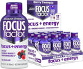 Focus Factor Focus + Energy Shots - 12 x 2oz Bottles (Berry Twang Flavor) - Powered by Nootropics with Caffeine L-Theanine Ginkgo Bacopa L-Tyrosine Alpha GPC