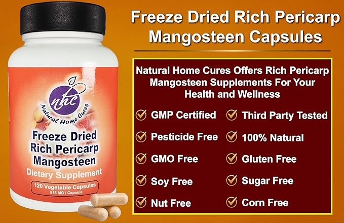Mangosteen Pericarp Capsules – Organic Freeze Dried Powder Strength Rich in 56+ Potent Xanthones &amp Flavonoids High ORAC – 120 Veggie Capsules