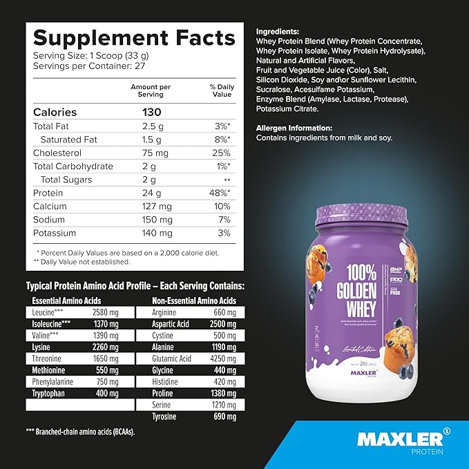 Maxler 100% Golden Whey Blueberry Muffin and Cinnamon Bun Bundle