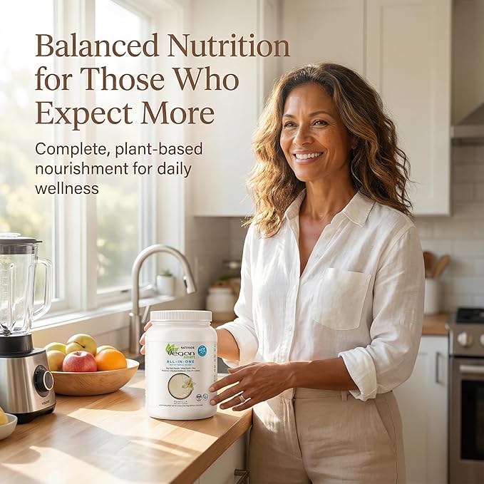 Vegansmart Naturade All-in-One Plant-Based Shake – Low Sugar Nutrition with Protein Fiber Vitamins &amp Minerals Supports Balanced Energy &amp Wellness Vanilla Vegan - 22.75 oz