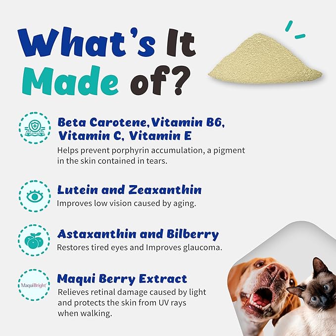 Eye Guardian for Cats and Dogs - Supports Eye Health Tear Staining Allergy and Wound (117g) with MaquiBright (Over Weight)