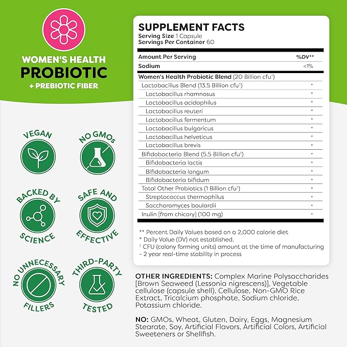 Probulin Women’s + Daily Care Probiotic Bundle – Digestive Vaginal &amp Immune Health Support – 2-Pack Vegan 10 &amp 20 Billion CFU 60 Count Each